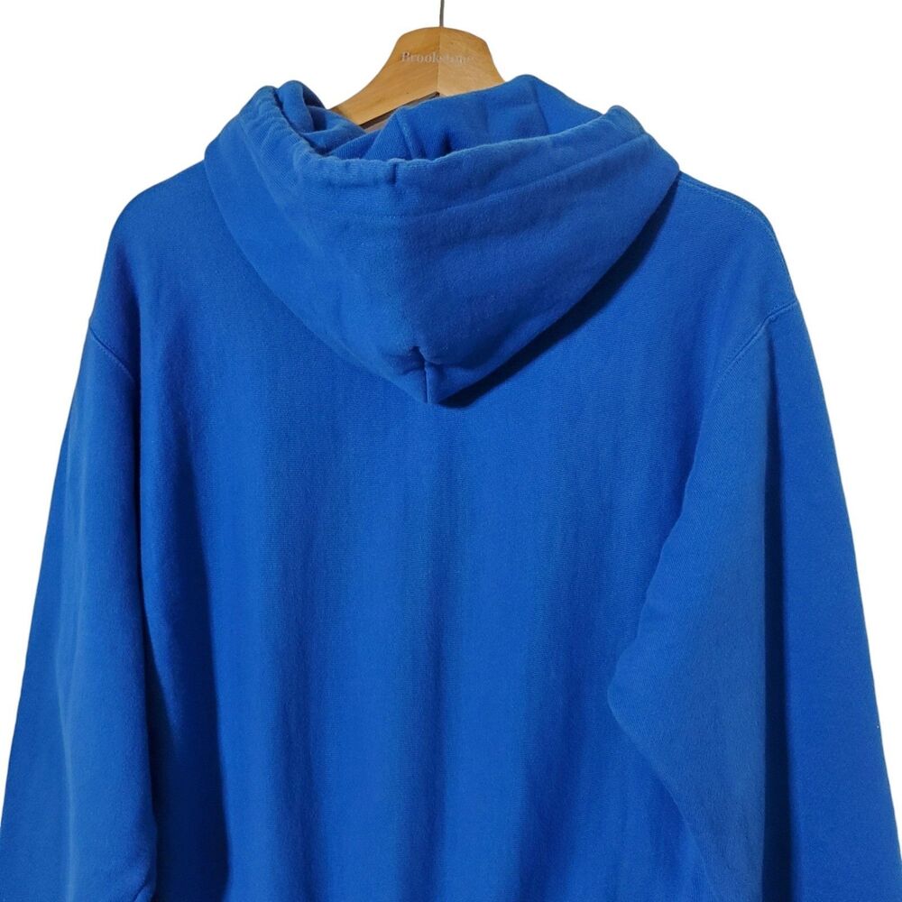 Champion Reverse Weave Hoodie Size M Spellout Logo Retro Throwback Blue Mens - Picture 5 of 11